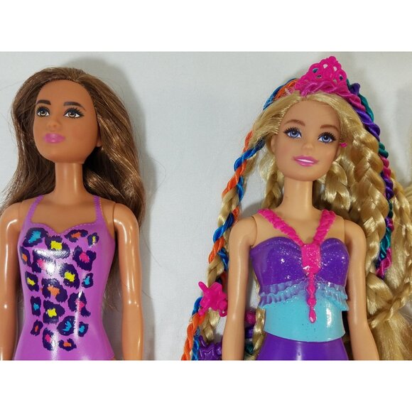 Mattel Barbie Dolls lot of 7 Color Hair Reveal Painted on suits Glitter Legs - Picture 3 of 11